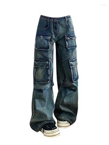 Jeans pour femmes Streetwear japonais Mode Baggy Cargo Pantalon Grunge Hiphop Droit Casual Long Pantalon Bleu Vintage Kpop Automne Hiver