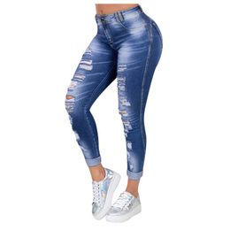 Jeans femme Jaycosin femme taille haute 2022 mode décontracté Slim Fit femme déchiré frange Laides printemps automne porter