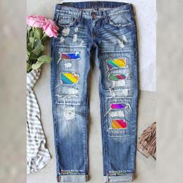 Jeans pour femmes Jean Cuissardes Femmes Denim Pantalon Mi Taille Jambe Droite Déchirée Pantalon Surdimensionné En Détresse Ropa De Mujer