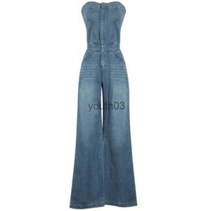 Dames Jeans Jeans 2022 Taille Been Overalls Strapless Mouwloos Schoudervrij Blauw Denim Jumpsuit 240304