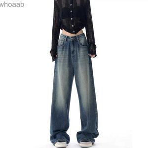 Damesjeans Jeans voor dames Blauw Hoge kwaliteit Hoge taille Amerikaanse straat Wijde pijpen broek Street chic NIEUW Vintage Recht 2024 Herfstbroek YQ240104