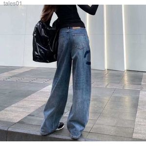 Damesjeans jeans hoge taille designer rechte broek met wijde pijpen dunne broek maat S-L-240304