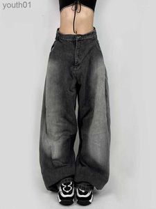 Jeans pour femmes Jeans Streetwear surdimensionné Baggy taille haute jambe large Denim Cargo pantalon Harajuku Y2k Vintage maman Style coréen 240304