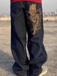 Jeans pour femmes Jeans femmes chinois Dragon broderie taille haute pantalon nouvelle mode décontracté Punk rétro lâche papa vadrouille pantalon streetwearephemeralew