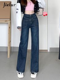 Damesjeans Jielur High Taille Losse beenjeans Geschikt voor vrouwen High Street Ultra Dunse Straight Jeans uit Zuid-Korea Geschikt voor Women Blue Jeans S-XL 230407