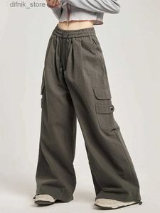 Damesjeans JMPRS Y2K Cargo Pant Women Retro American High Taille Harajuku broek Strtwear oversize losse BF -zakken Casual zweetbroek Y240408