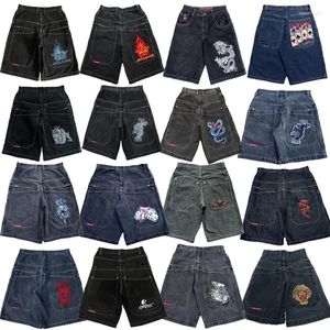 Jeans féminins Jnco Baggy Denim Shorts Harajuku Y2k Hip Hop Vintage Pattern Summer Men Femmes Gothic Basketball Streetwear