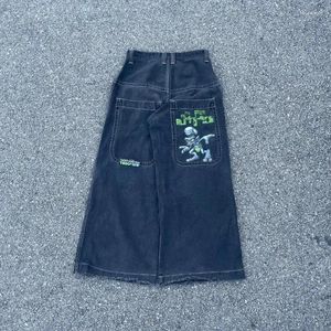 Vrouwen Jeans JNCO Baggy Y2K Vintage Kleding Hoge Taille Geborduurd Patroon Goth Streetwear Harajuku Hip Hop Wijde Pijpen