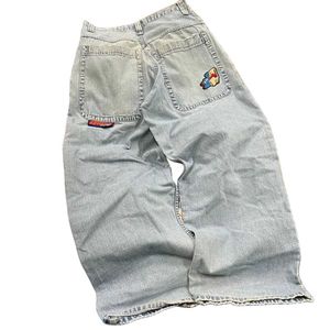 Damesjeans jnco jeans nieuwe y2k dames harajuku retro hiphop cartoon geborduurde pocket jeans zwarte broek hoge taille broek broek street kleding Q240523