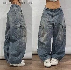 Damesjeans jnco retro jeans y2k nieuwe harajuku high strt hip hip pocket losse jeans voor mannen en vrouwen gotische hoge taille denim broek 1 t240415