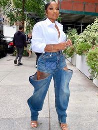 Damesjeans Joskaa mode gescheurd stretch dames hipster hoge taille rechte denim broek herfst 2024 vrouwelijke bodems harajuku streetwear