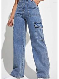 Jeans pour femmes Kalevest Y2K Cargo bleu Vintage décontracté femmes pantalons esthétique Denim taille basse Rave tenues rétro poches vêtements