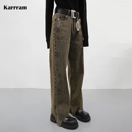 Jeans pour femmes Karrram grunge vintage vintage pantalon en denim japonais harajuku hétéro y2k esthétique petit ami