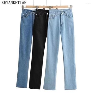 Jeans pour femmes Keyankettian Autumn Denim Bell Bottoms Vintage Sexy Zippered High Waists Cloues Femme Still Stretch Long Long