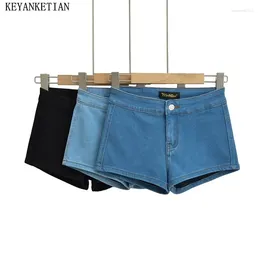 Dames jeans keyanketiaanse lancering Amerikaanse retro stretch low-rise denim shorts zomer zachte dunne simpel skinny y2k