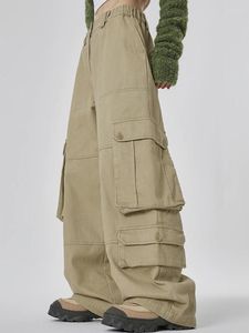 Jeans pour femmes Khaki Baggy Cargo Vintage Y2K Korean Casual Harajuku pantalon de base Femme Streetwear Chic Pantalon Punk 90S