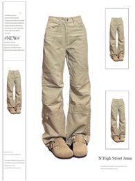 Jeans pour femmes Kaki Baggy Vintage coréen Emo 2000s taille haute Cowboy pantalon Harajuku Denim pantalon 90s Y2k vêtements trash 2024