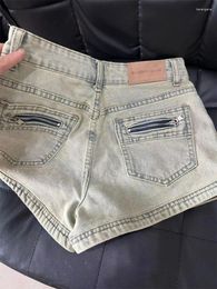 Jeans pour femmes, mode coréenne, pantalon Gyaru, taille haute, fermeture éclair, short en jean, Sexy, bleu, jambes larges, Grunge, printemps, été, rue