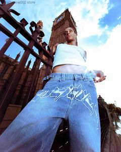 Jeans voor dames Koreaanse mode Hip Hop Trend Dames Grunge-broek Jeans Y2K Street chic Gedrukt Casual zwarte jeans Dames High Waited Baggy Jeans T230826