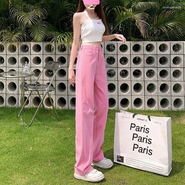 Jean de Style coréen pour femmes, coupe ample, jambes larges, taille droite, perte de poids, vadrouille polyvalente, printemps/été