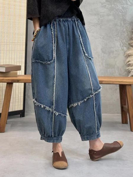 Jeans femme coréen Vintage Design Denim pantalon été automne mode ample 2023 dames classique décontracté surdimensionné sarouel pantalon