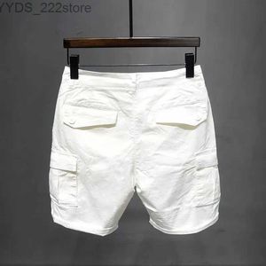 Damesjeans Koreaanse wassen luxe heren ultra-dunne jeans ontwerper denim shorts zomer vriend elastische rechte witte goederen katoen shorts yq240423