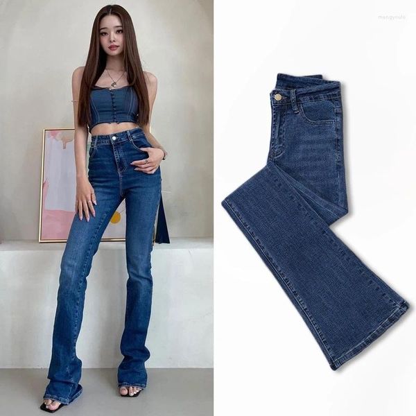 Jeans pour femmes Kpop Star Coréen Streetwear Vintage Taille haute Flare Femmes Style d'été Sweet Girl Tight Stretch Slim Denim Pantalon