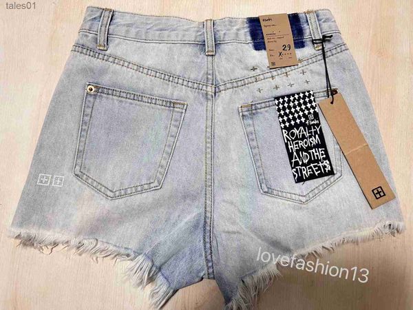 Jeans pour femmes Ksubi jerans Denim Shorts bleu clair taille ample mince avec trous et glands été Sexy pantalons chauds 240304