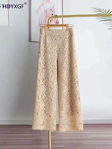 Damesjeans kant hlgh taille enkellengte breedbeen broek striktea dames Koreaanse mode elegante pantnes casual flodderige rechte broeken y240422