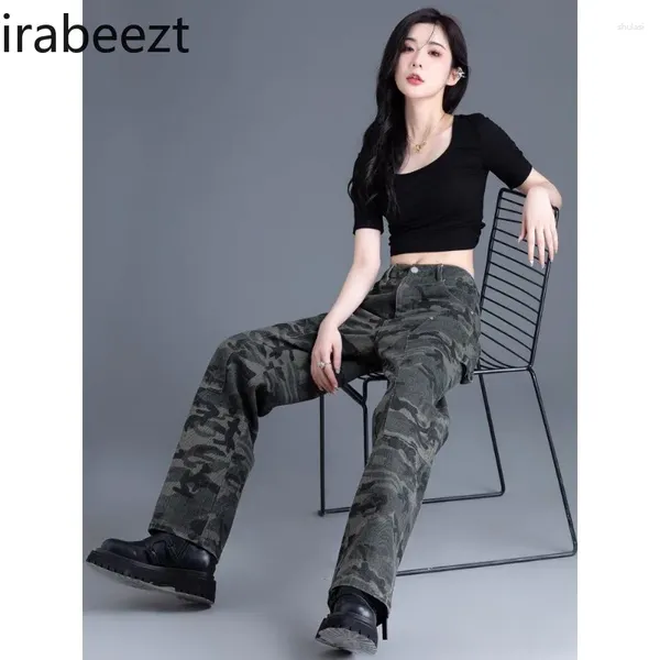 Jeans para mujeres Damas del ejército de camuflaje Verde Camuflaje Autumn Loos