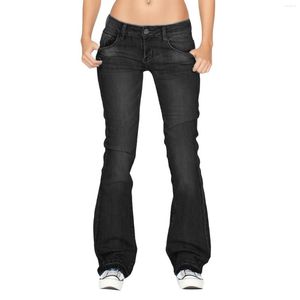 Jeans pour femmes pantalons en Denim pour femmes Stretch taille moyenne évasée pour femmes cloche mince longueur Streetwear pantalon évasé à la mode