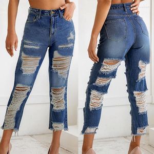 Jeans pour femmes Pantalons pour dames Mode Y2k Rétro High Street Frangé Trou Classique Multicolore Papillon Imprimé Pantalon Dans