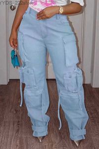 Jeans para mujeres grandes jeans de mezclilla jeans de bolsillo jeans de moda para mujer pantalones de calles de cintura alta pantalones retro hip-hop pantalones YQ240423