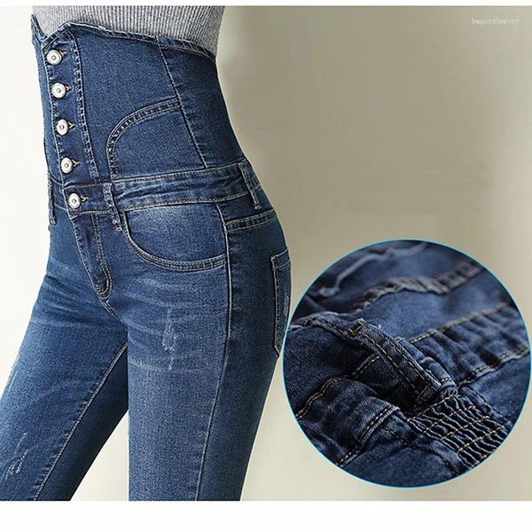 Jeans pour femmes grande taille maigre taille haute femme mince sexy noir bleu dames vintage denim femmes pantalons streetwear pantalon