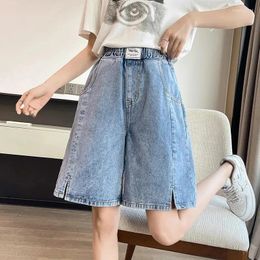 Jeans para mujeres pantalones cortos de mezclilla de gran tamaño para mujeres Summer cinco puntos Pantalones medios delgados Sección delgada de la cintura delgada delgada de la cintura delgada