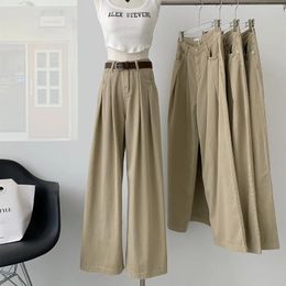 Jeans pour femmes Lauri Laki Khaki Ligne large Femmes Vintage Vintage Casual Fin Full Longueur Pantalon Denim 2024