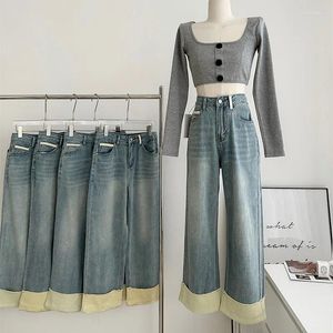 Jeans pour femmes Lauri Laki Straitement Femmes Vintage Vintage Casual Ligne Ligle Pantalon Denim Streetwear Spring Summer 2024