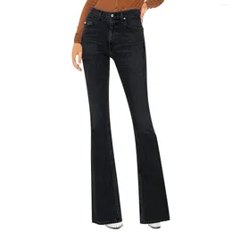 Leggings en jean pour femmes, pantalons serrés, bas évasés, taille haute, fente légèrement plus fine et plus grande