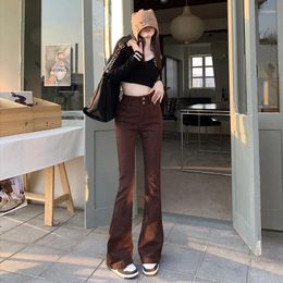 Jeans para mujeres Leggy Leggy High cintura con calabaza de doble pecho vintage Deni Deni Lady Streetwear informal largos pantalones flacos largos