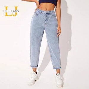 Jeans pour femmes Leijijiean's Cheville 2023 Stretchy Taille haute Lâche Light Wash Cropped Lady Denim Pantalon 6XL Mom Harem 231218