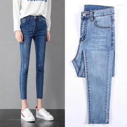 Jeans pour femmes Liberjog femmes pantalons de la cheville à neuf parties stretch slim bleu crayon denim féminin automne au printemps