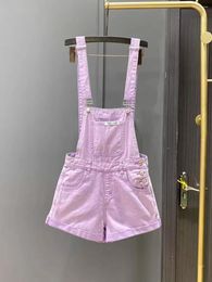 Jeans féminins légers salopets violets shorts denim féminins Summer Casual Loose High Stracts Pantalon Suspender Femme Short Jumps