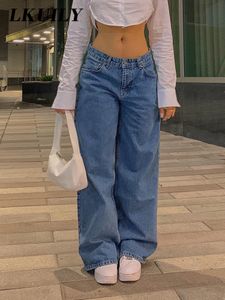 Jeans pour femmes Taille basse Femmes Baggy Mode Pantalon à jambe droite Y2K Denim Pantalon Vintage Lâche Bleu Lavé Maman 90s 230715