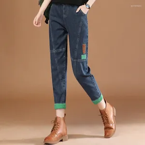 Jeans pour femmes m-xl femmes en denim féminin pantalon printemps d'automne taille élastique taille de la cheville-longueur couleur harem dames pantalon vêtements hy57