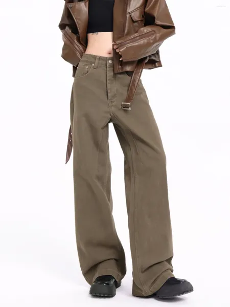 Jeans para mujer Maillard Brown Streetwear Hombres y American Straight Barrel Café Cleanfit Plus Tamaño Pantalones Harajuku Moda