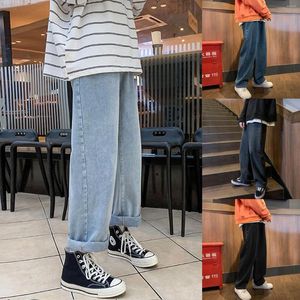 Damesjeans mannelijke casual mode losse elastische taille street wide been broek broek Koreaanse heren kleding streetwear ropa hombre