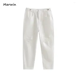 Jeans féminins Marwin 2024 - Spring Spring solide haute taille mince-la longueur du trou de la cheville