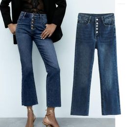Jeans Feminino Maxdutti Cintura Alta Slim Seio Único Moda Feminino Calça Jeans Azul Lavado Vintage