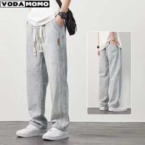 Jeans pour femmes Pantalons à jambes larges en denim pour hommes Style coréen Droite Lâche Street Hip Hop Quotidien Pantalon étudiant décontracté Noir Gris Bleu 231031