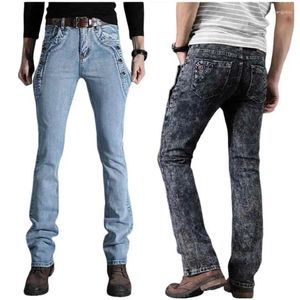 Jeans para mujeres Pantalones acampanados de alta calidad de botón de pierna recta para hombres de alta calidad
